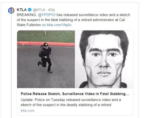 警方公布嫌犯的画像和监控画面。