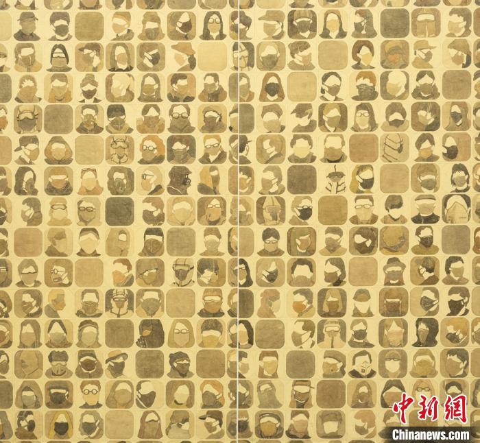 图为布鲁塞尔中国文化中心线上展出作品《全民抗疫》。布鲁塞尔中国文化中心供图