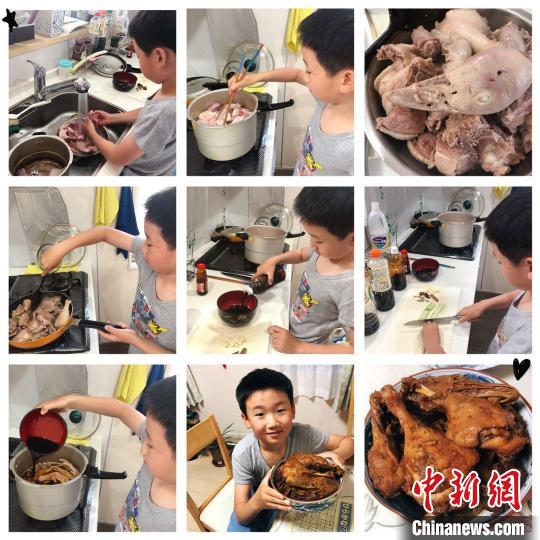 华裔青少年尝试自己动手烹饪中国菜肴。　温州侨联供图 摄