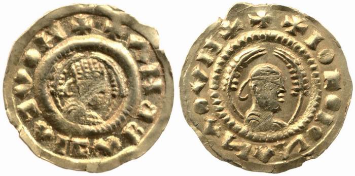 阿克苏姆金币，正面和背面饰有卡莱布国王，约500-525