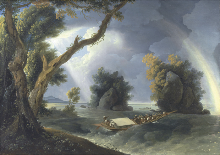 图3.2 威廉·霍奇斯《黑斯廷斯夫人在乔尔贡格礁石区遭遇恒河风暴》1790