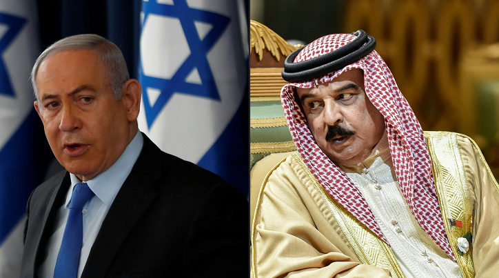以色列总理内塔尼亚胡与巴林国王  央视新闻 图