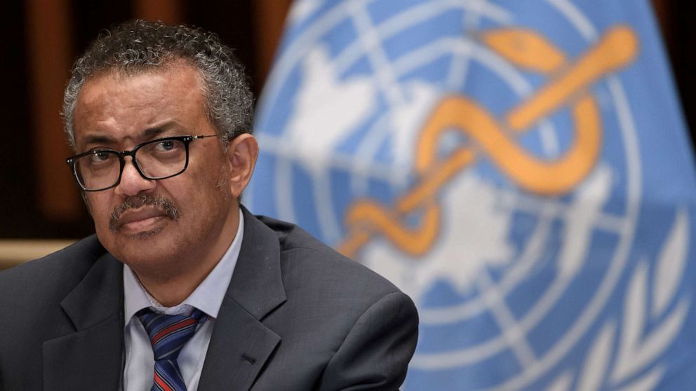 FILE PHOTO: World Health Organization (WHO) Director-General Tedros Adhanom Ghebreyesus attends a news conference at the WHO headquarters in Geneva Switzerland July 3, 2020. 