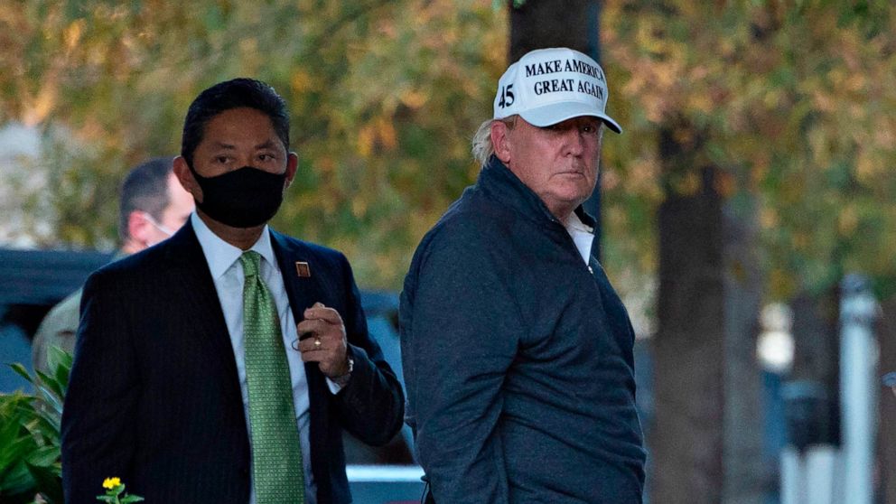 PHOTO: President Donald Trump returns from playing golf to the White House in Washington, Nov. 7, 2020, after Joe Biden was declared the winner of the Presidential Election by major news organizations. 