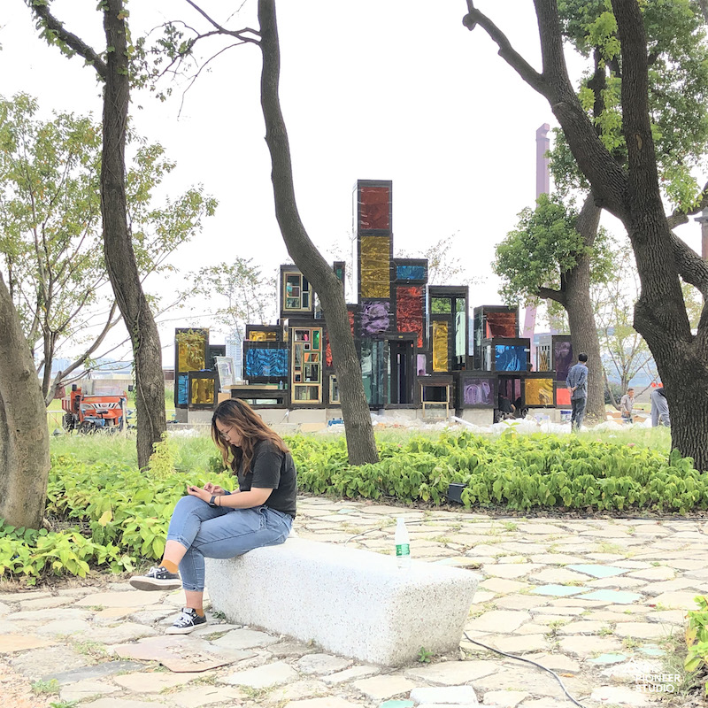 杨浦滨江10月刚刚落成的永久公共艺术作品宋冬“若冲园”