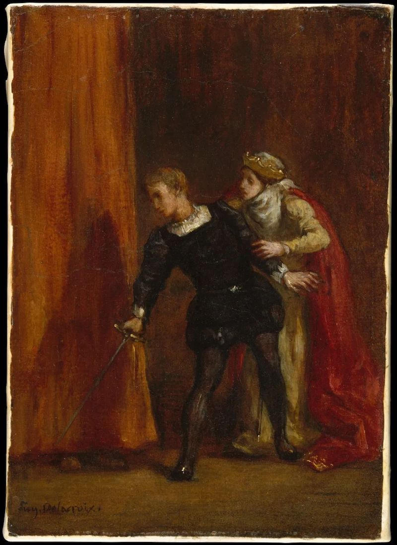 《哈姆雷特与母后》 德拉克洛瓦，1849，布面油画，大都会博物馆藏