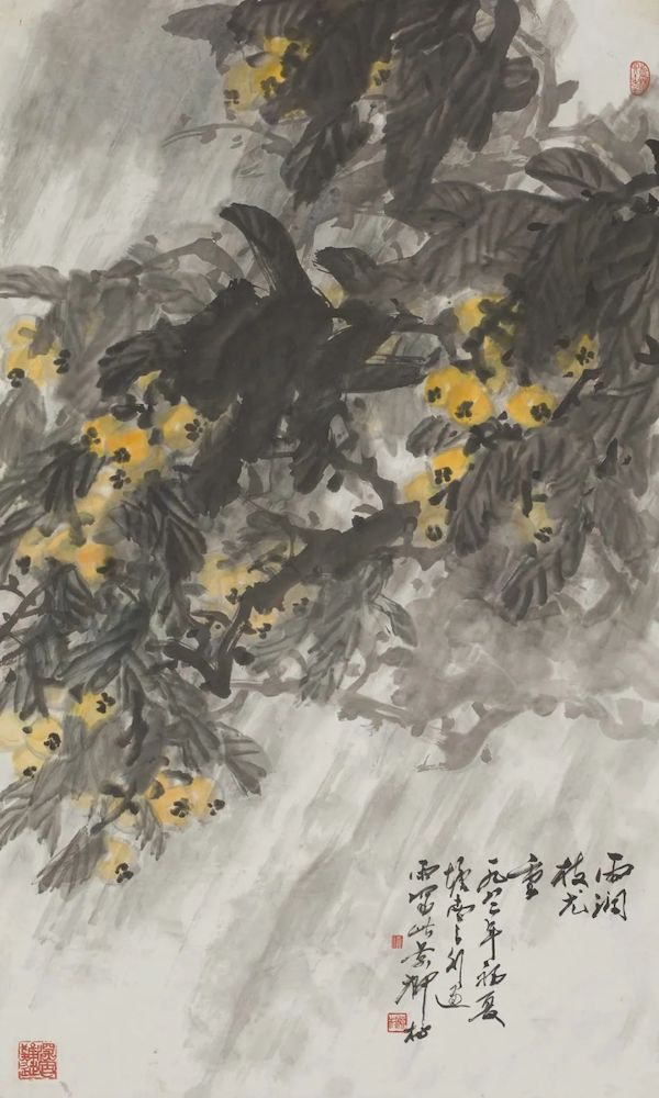 《雨润枝尤重》 中国画 113x68cm 1982年 浙江美术馆藏