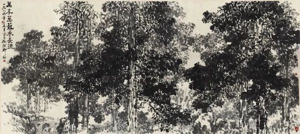 《万木葱茏》 135×300cm 1986年 柳村（资料图）