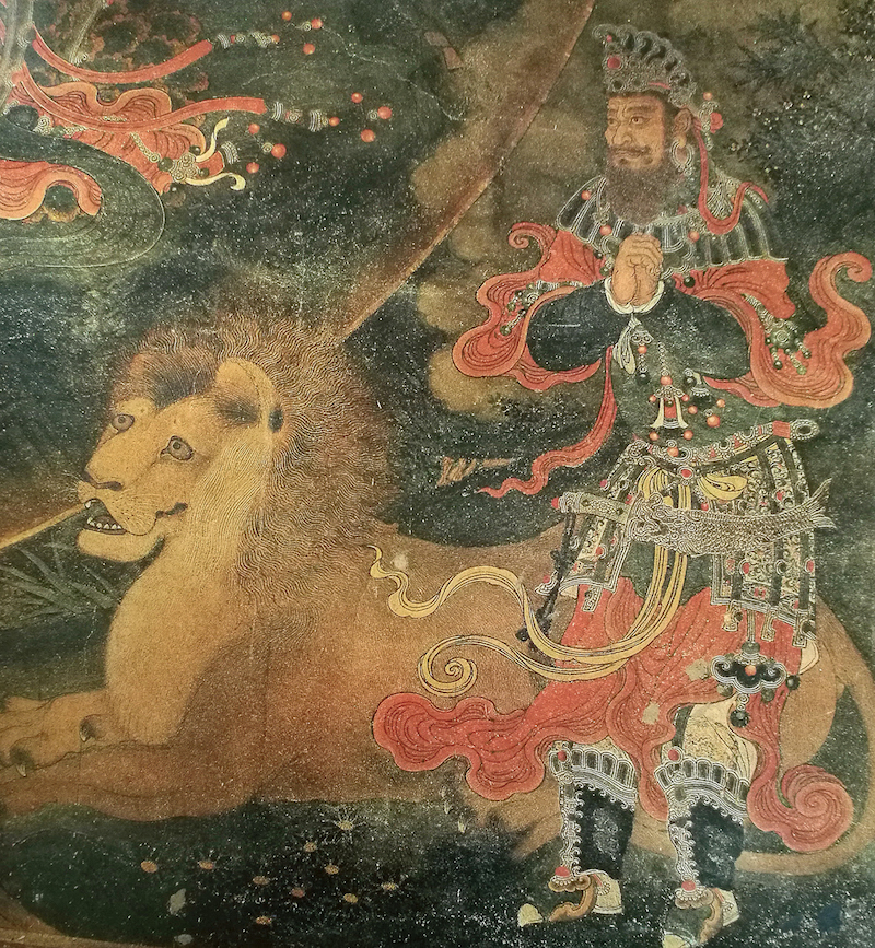 〔图十一〕 北京法海寺大雄宝殿明代壁画中的狮子