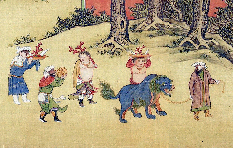 〔图十二〕 《明宪宗元宵行乐图》 中的撒马儿罕贡狮 中国国家博物馆藏