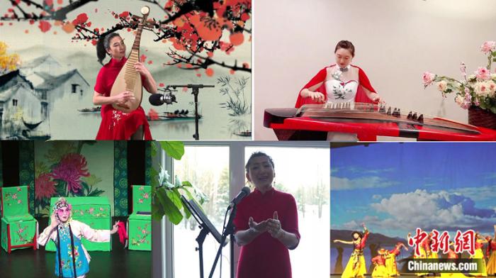 旅加华人艺术家们在此次线上招待会中表演了展现民族风和中华情的器乐、戏曲、舞蹈和歌唱等节目。中国驻加使馆 供图