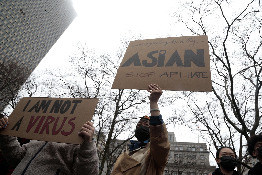 纽约集会呼吁停止针对亚裔仇恨犯罪