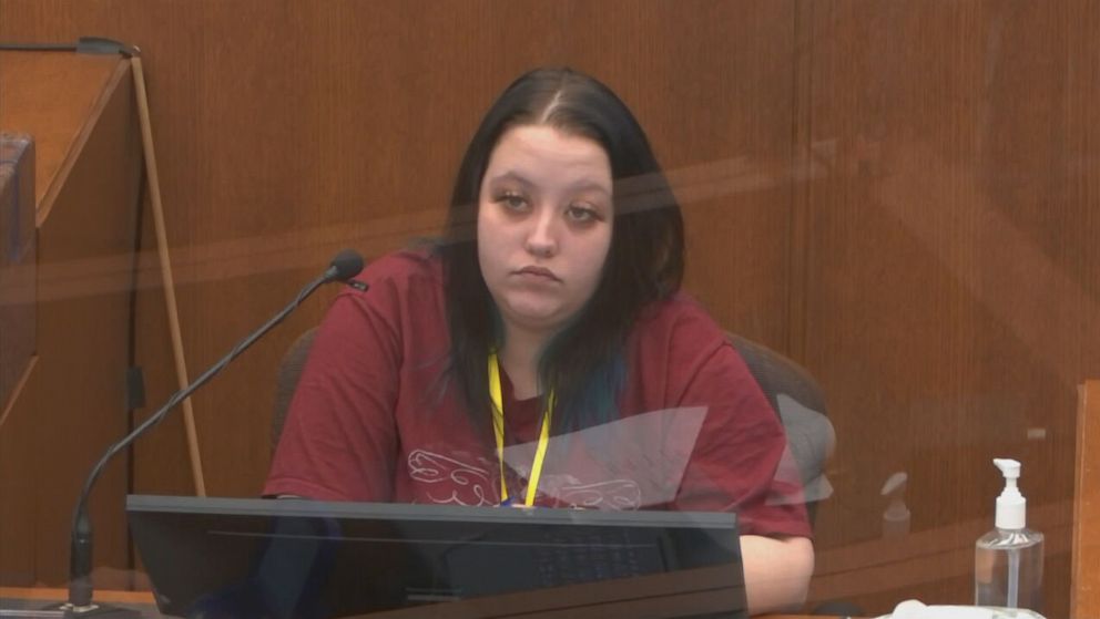 PHOTO: Alisha Oyler testifies during the Derek Chauvin trial, March 29, 2021.