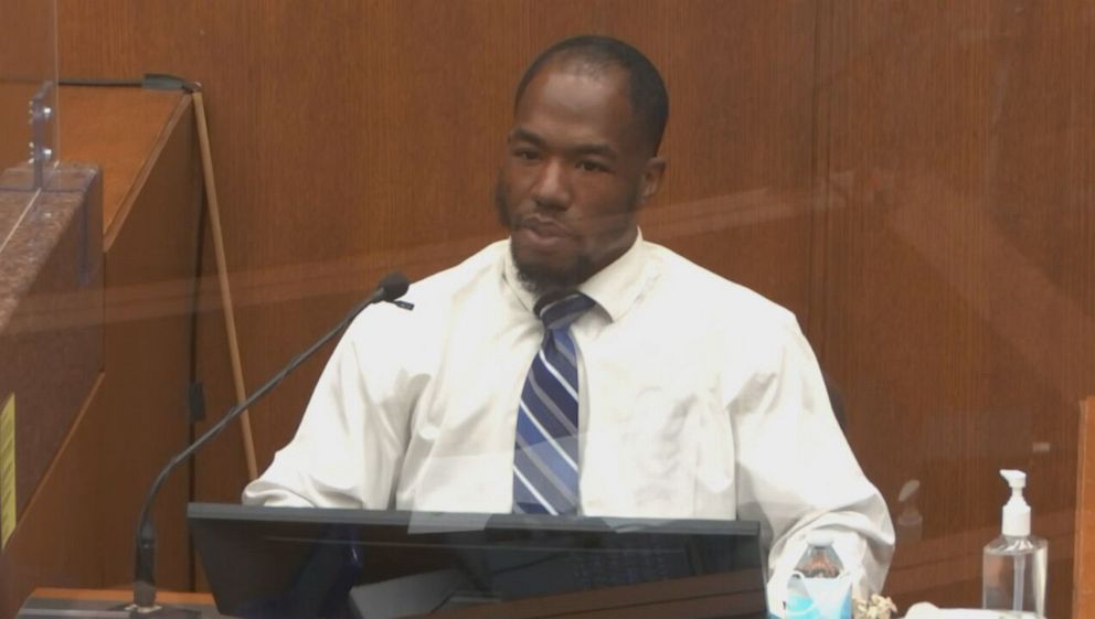 PHOTO: Donald Williams testifies at the Derek Chauvin trial, March 29, 2021.