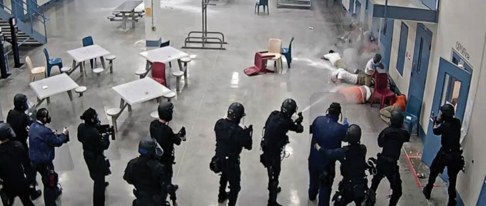 PHOTO: LPCC staff firing pepper spray and chemical agents at detainees in an LPCChousing area on April 13, 2020. 