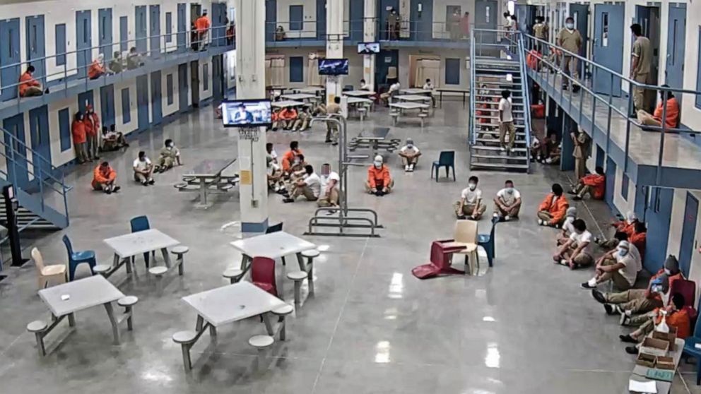 PHOTO:  LPCC detainees protesting in an LPCC housing area on April 13, 2020. 