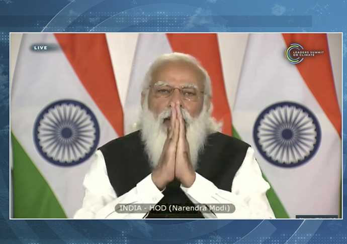 印度总理莫迪以视频方式出席领导人气候峰会，并发表致辞。