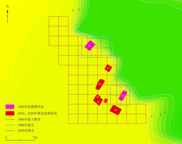四川广汉三星堆遗址祭祀坑位置分布