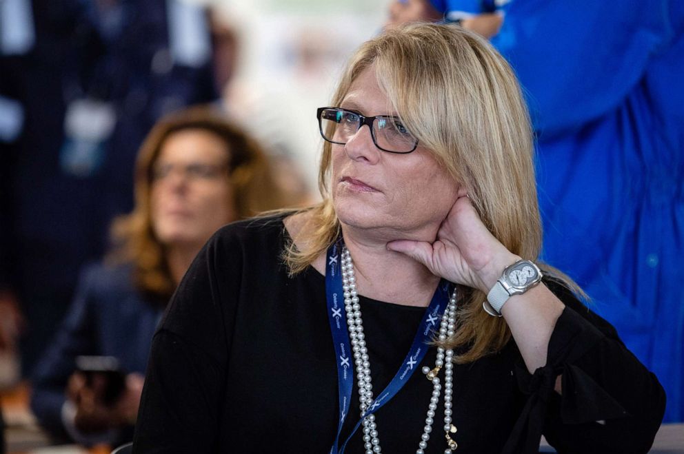 PHOTO: Lisa Lutoff-Perlo, chief executive officer of Celebrity Cruises Inc., listens during a presentation aboard the Celebrity Edge cruise ship, during a press tour in Saint Nazaire, France, Sept. 12, 2018.