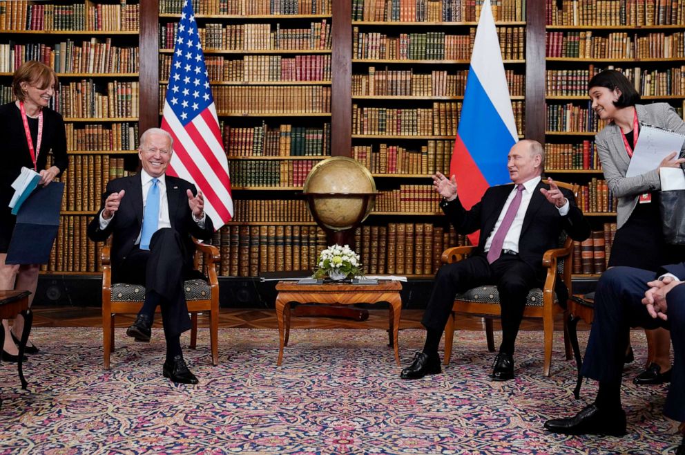 PHOTO: President Joe Biden meets with Russian President Vladimir Putin, June 16, 2021, at the 'Villa la Grange', in Geneva, Switzerland.
