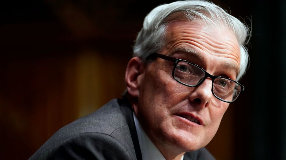 FILE - In this Wednesday, Jan. 27, 2021, file photo, Secretary of Veterans Affairs nominee Denis McDonough speaks during his confirmation hearing before the Senate Committee on Veterans' Affairs on Capitol Hill, in Washington. In an announcement Satu