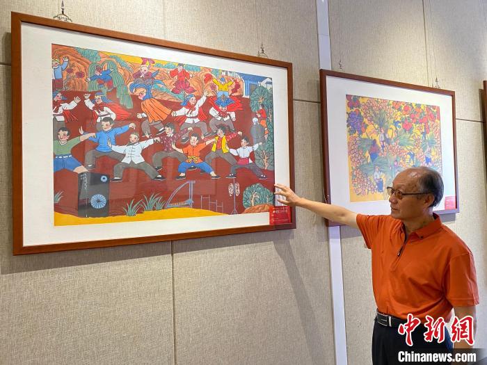 甘肃展出百幅“接地气”农民画质朴笔触诉乡村新变