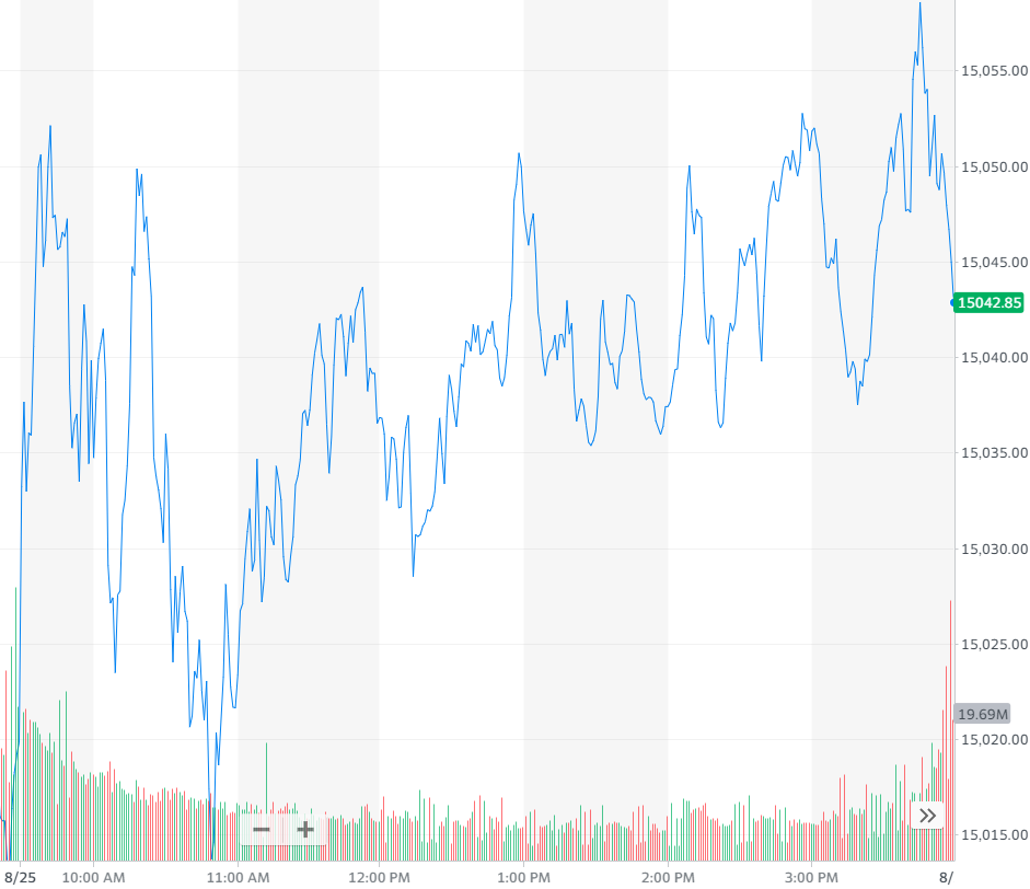 纳指涨0.15%，报收15041.86点