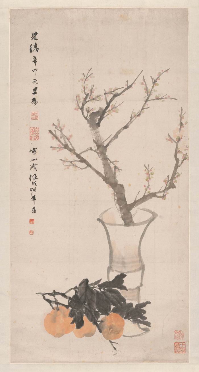 任伯年，《清供》，纸本设色立轴，86×43.5cm，上海中国画院藏 