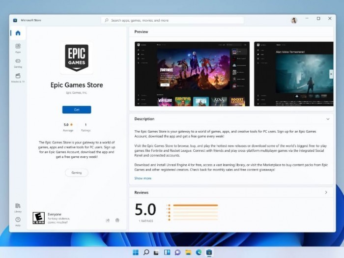Epic在微软应用商店中开设的店铺