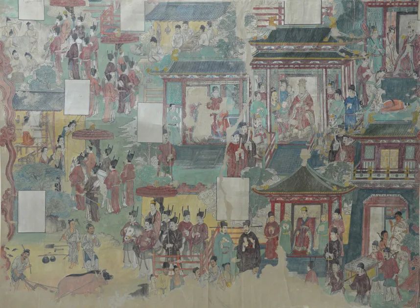 善事太子本生经变图（局部），宋代（960-1279），纵144厘米，横200厘米，1974年临摹于高平开化寺，山西博物院藏
