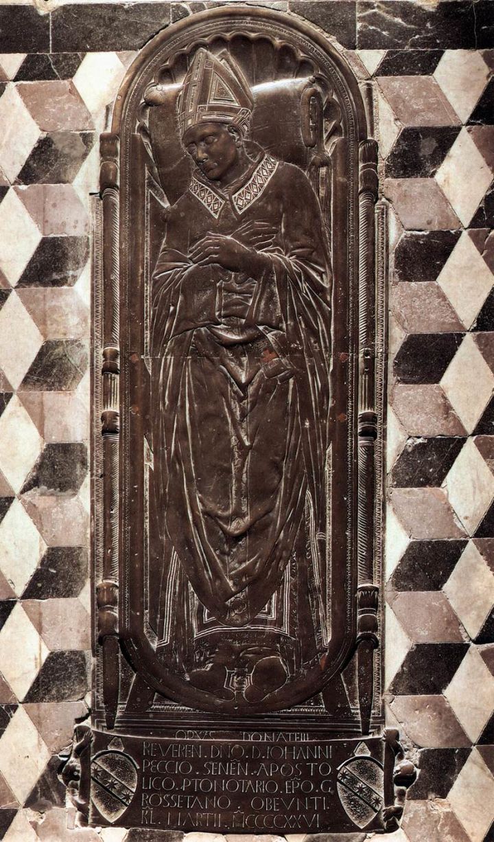 锡耶纳大教堂洗礼堂，乔凡尼·佩奇主教的墓碑，1426年