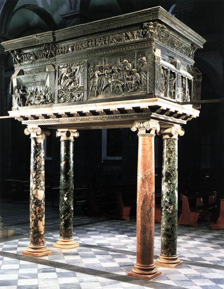 多纳泰罗，《复活讲经坛》，1465年，大理石和青铜器，佛罗伦萨圣洛伦佐教堂