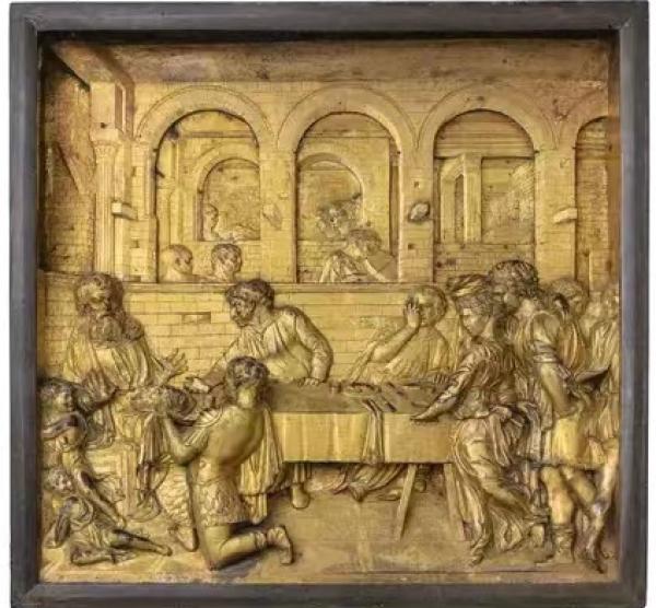 多纳泰罗，《希律的盛宴》，(1423- 1427)，锡耶纳大教堂洗礼池