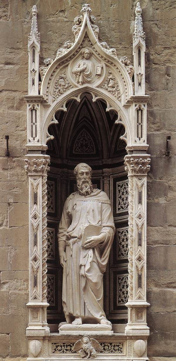 多纳泰罗为圣额弥尔教堂外的神龛雕刻的《圣马可像》，1411-1413年
