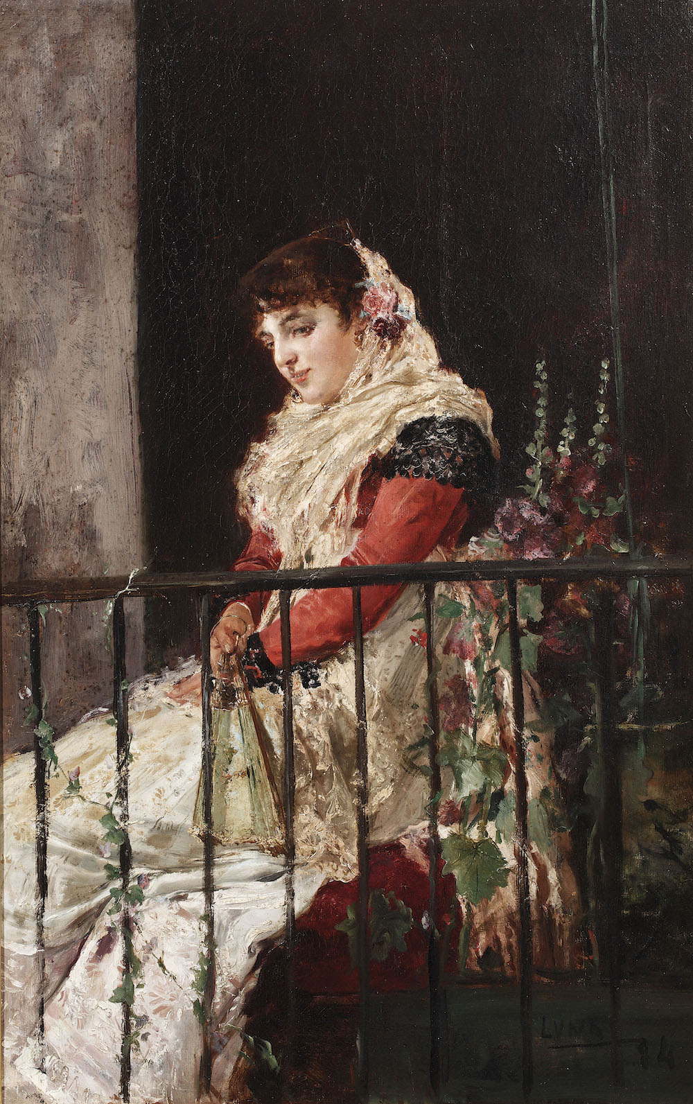 《阳台上的西班牙女人》，胡安·卢纳，1884年，法国，私人收藏