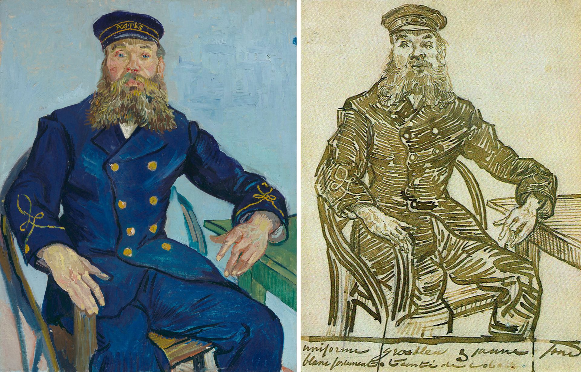 梵高的《约瑟夫·鲁林的肖像》（1888年8月）和《约瑟夫·鲁林的肖像》（1888年8月）