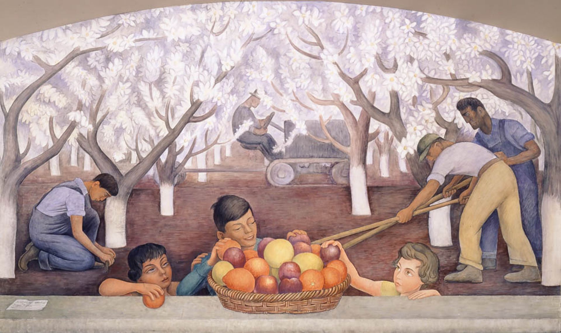 《静物与杏仁树开花的壁画》，1931