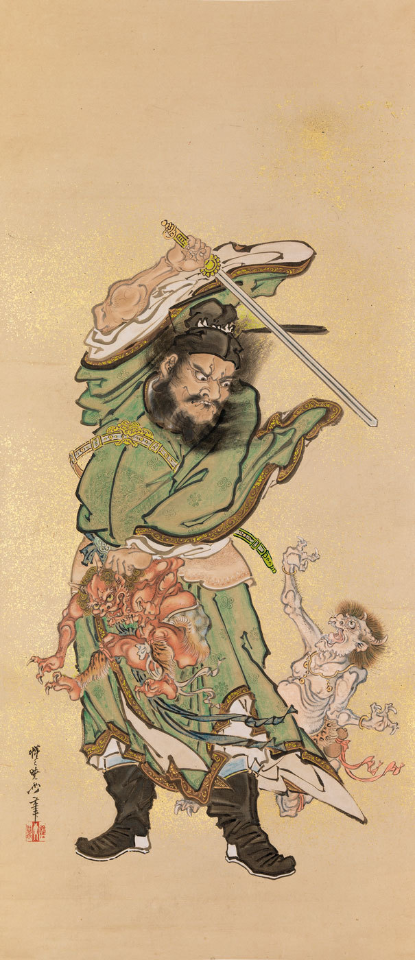 河锅晓斋，《钟馗和两个小鬼》，1882