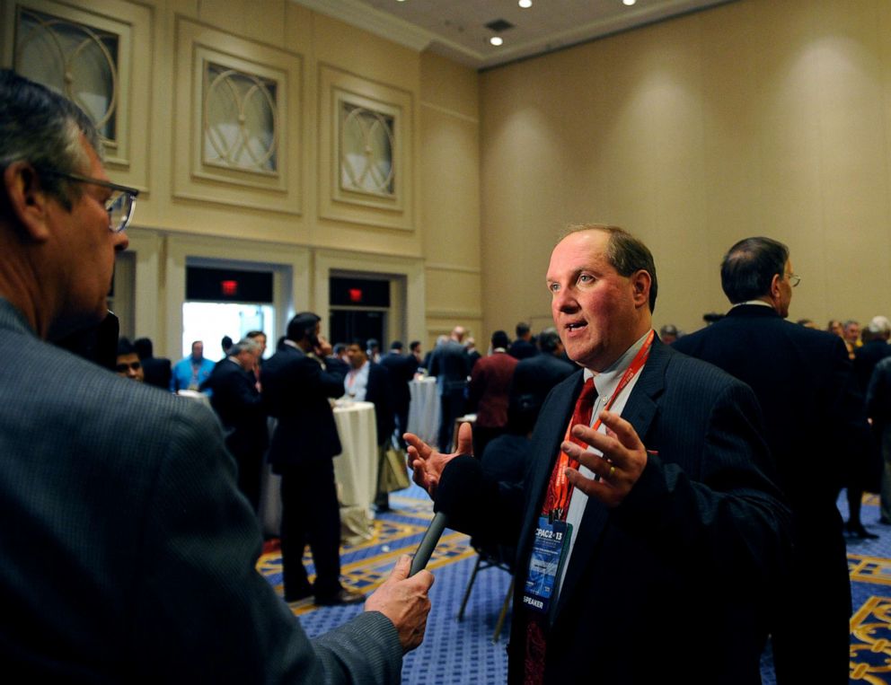 PHOTO: In this March 14, 2013, file photo, John Solomon, of the Washington Times, is interviewed at the Conservative Political Action Conference, in Oxon Hill, Md.
