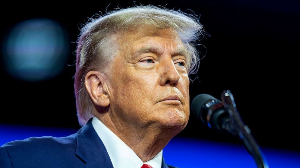 PHOTO: Former President Donald Trump speaks at the Conservative Political Action Conference, CPAC 2023, March 4, 2023, at National Harbor in Oxon Hill, Md.