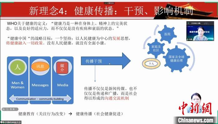 中国新闻史学会健康传播专业委员会副会长、北京大学新闻与传播学院教授许静做线上发言。　复旦大学供图